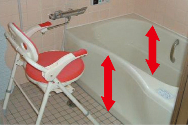 より安全にまたげる高さの浴槽に交換します。